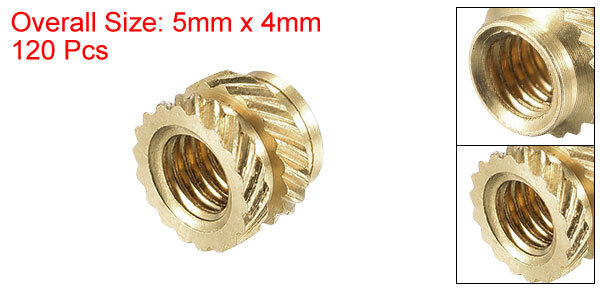 120pcs M3 Female Brass Knurled Threaded Insert Embedment Nut for 3D Printer