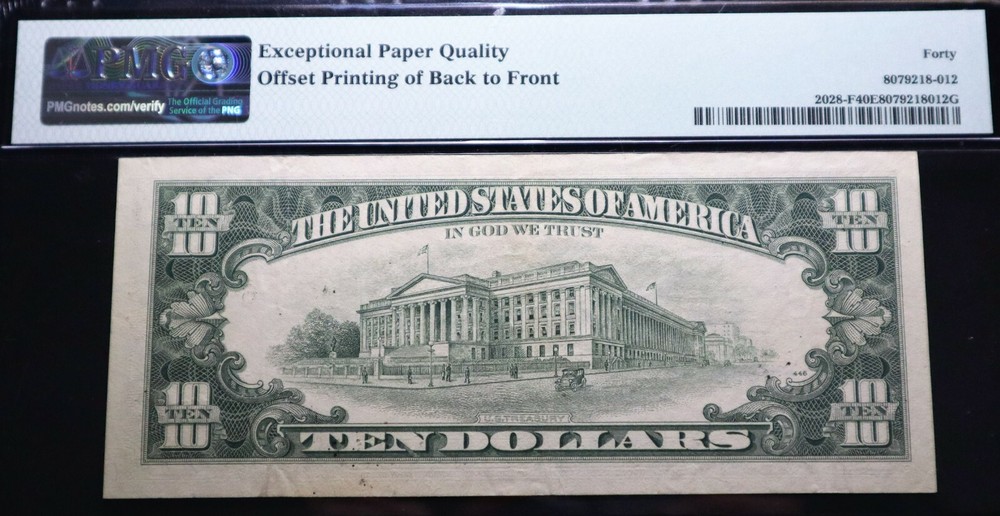 10$ 1988-A OFFSET PRINTING ERROR, EXTRIMLEY FINE CONDITION PCGS 40