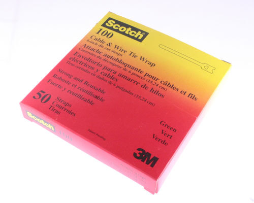 100-6ST-GREEN  Hook and Loop Cable Fastener. Width:0.375 inch. Polypropylene mat