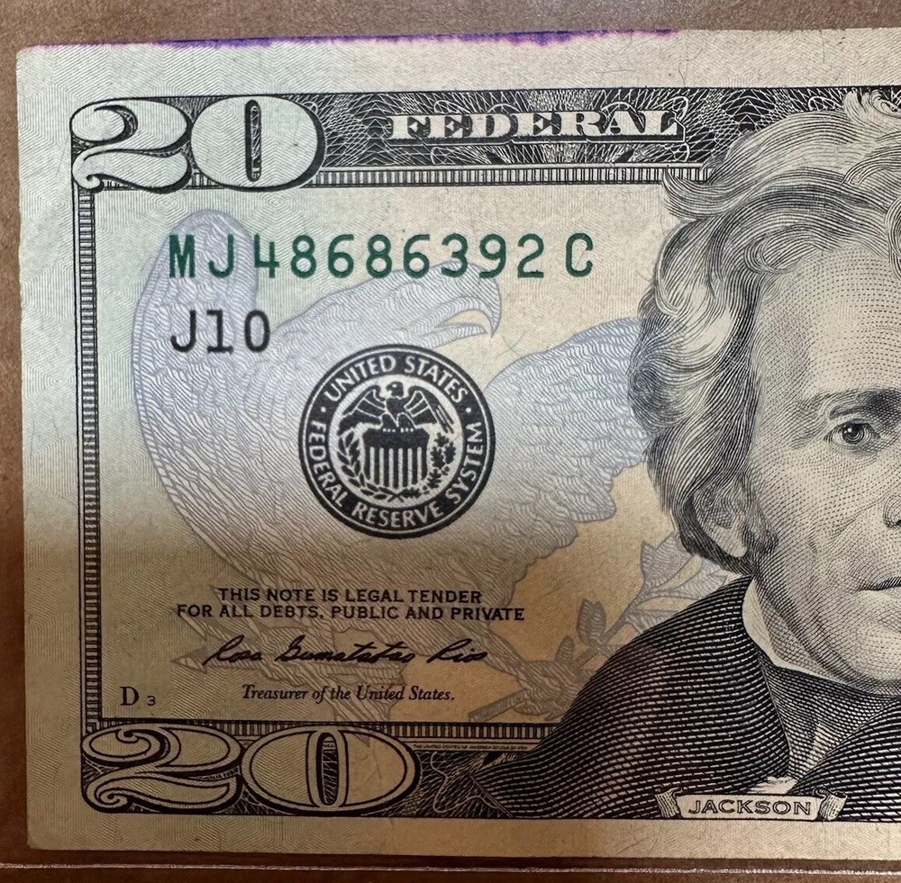 $20 BILL INK MARK ERROR RARE