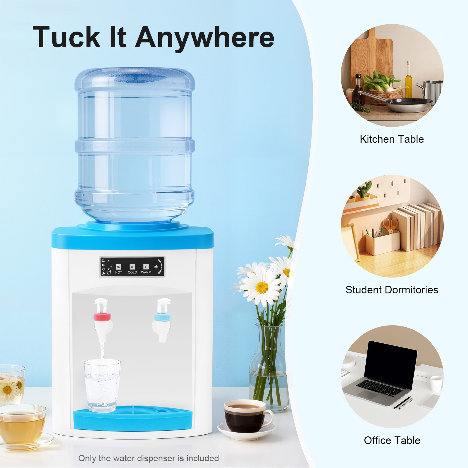 5 Gallon Hot Cold Water Dispenser Countertop Water Cooler Dispenser TOP Loading