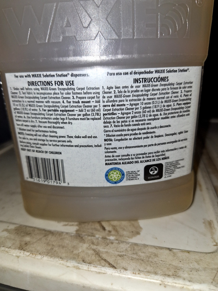 carpet cleaning solution 20 gallon bottles available all unopened.