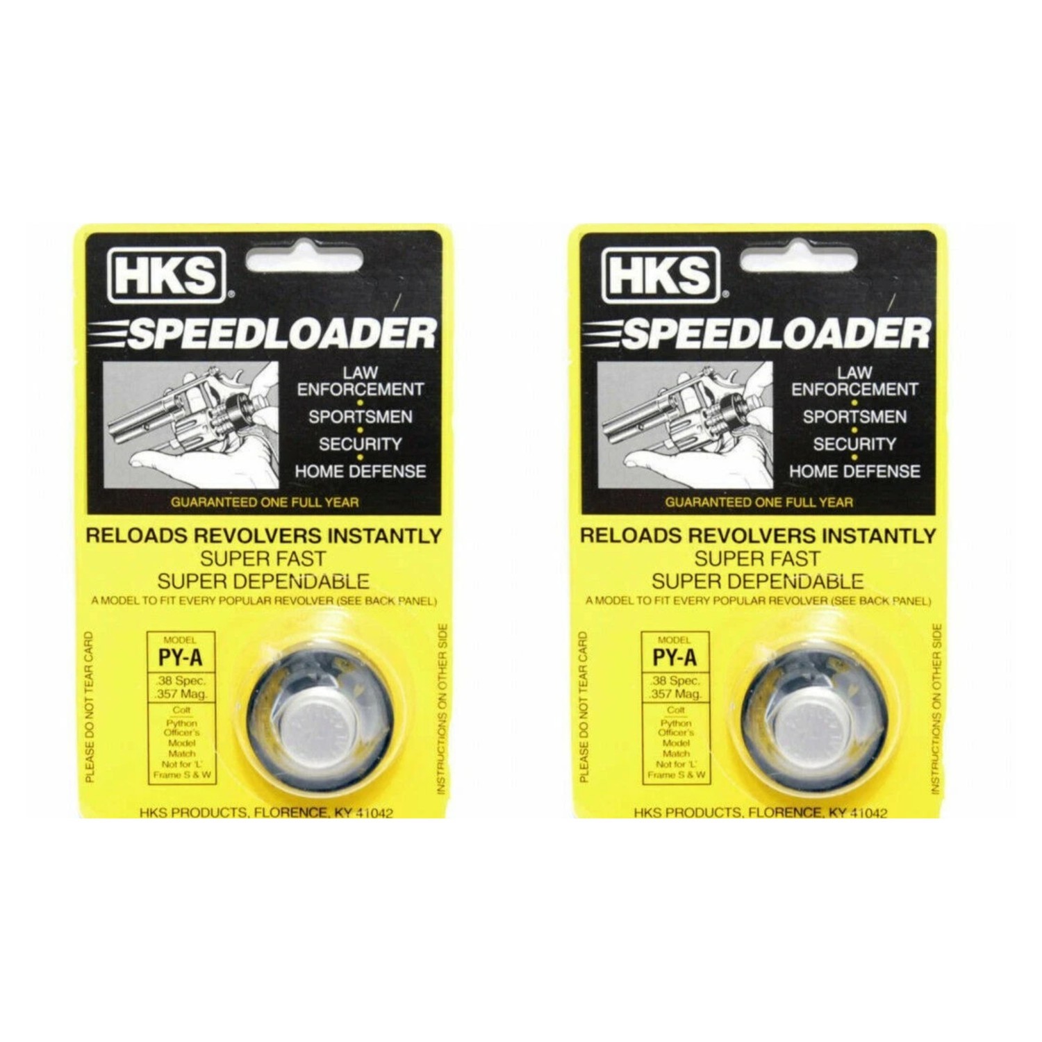 HKS PY-A Speedloader for Colt Python 6 Shot .38 Special/.357 Mag Black 2 Pack