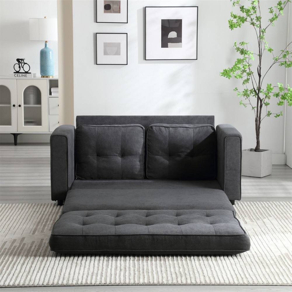 Convertible Sleeper Sofa Bed Velvet Loveseat Sofa Couch Futon Sofa Pull-Out Bed