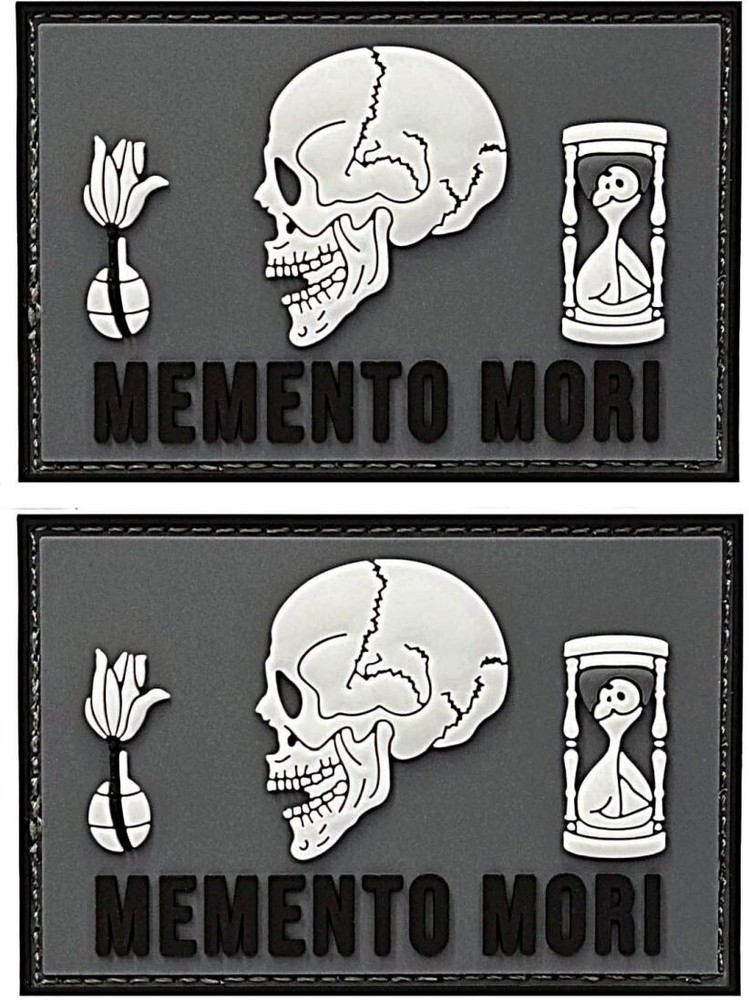 Memento Mori PVC RUBBER MORALE PATCH ||2PC PVC HOOK BACKING 3"x 2"