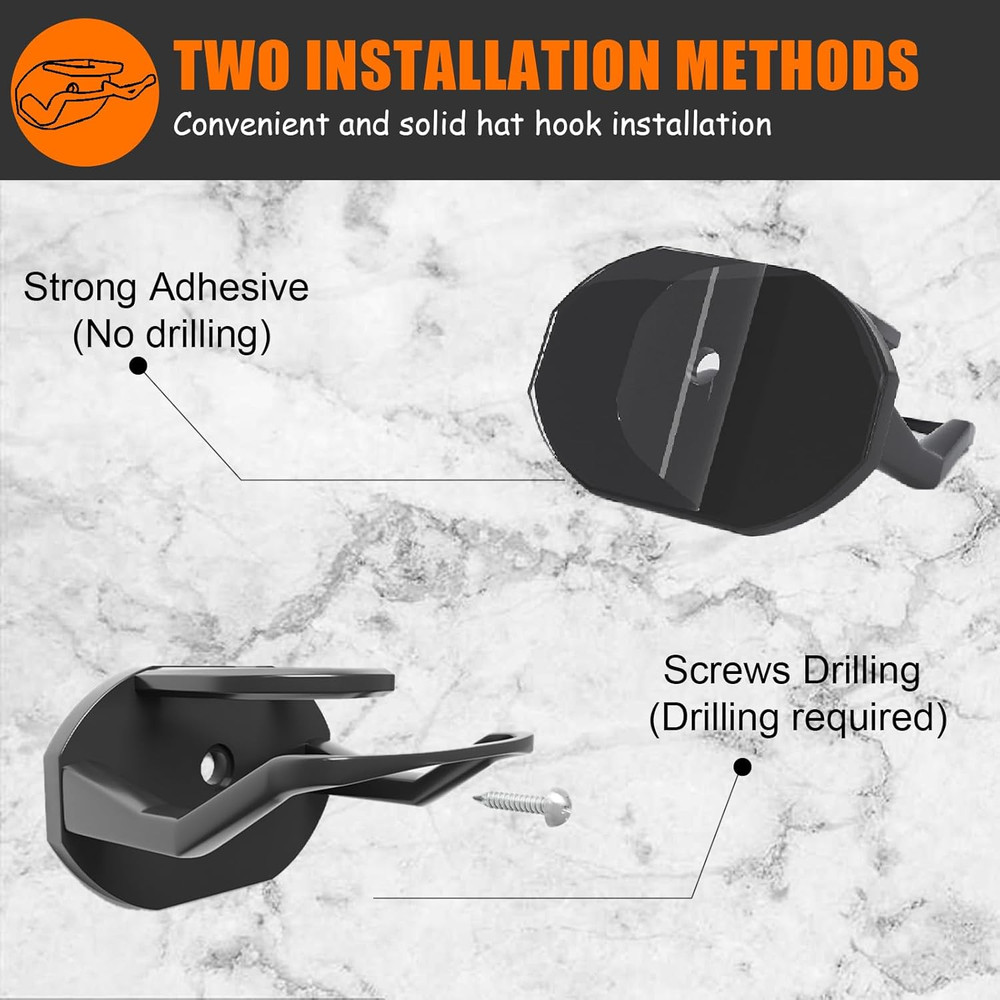 24 Pack Adhesive Hat Hooks for Wall, Strong Hat Rack for Baseball Caps, Minimali