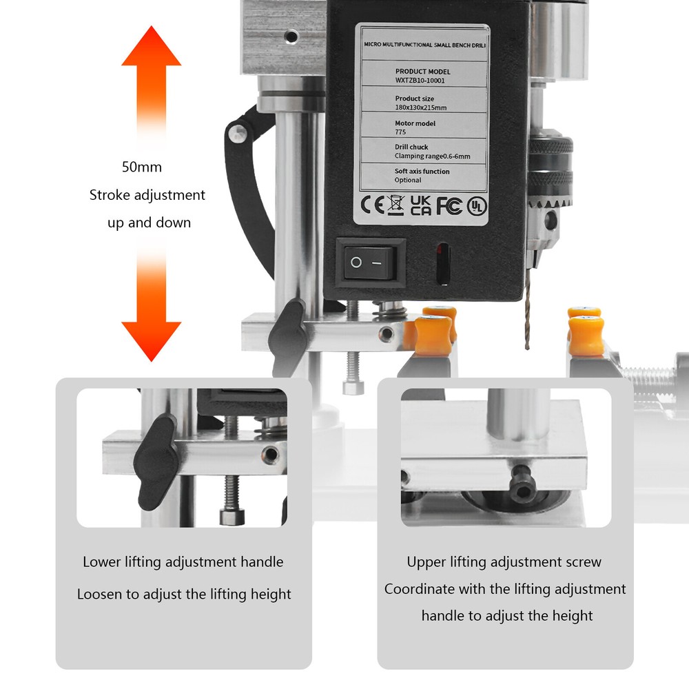 Power Bench Drill, Mini Drill Press, Adjustable Speed Electric Drilling Machine