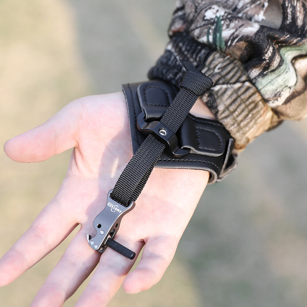 Archery Compound Bow Release Aids Wrist Strap Trigger Index Finger Hook Hunting