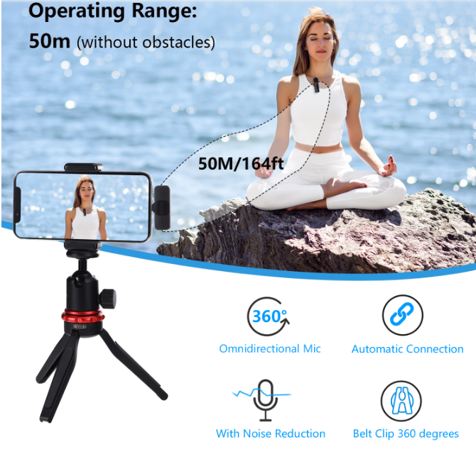 BOYA BY-V Professional Wireless Lavalier Mini Microphone - iPhone, Android, More