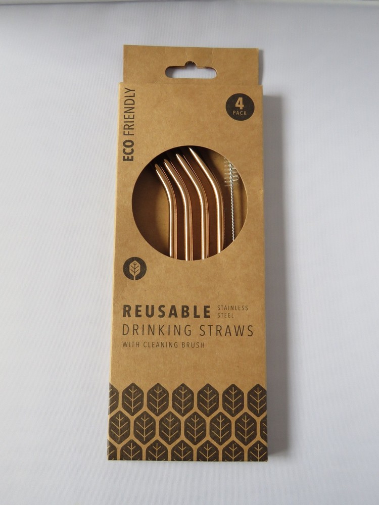 Reusable Stainless Steel Drinking Straws Cleaning Brush 4 Pack