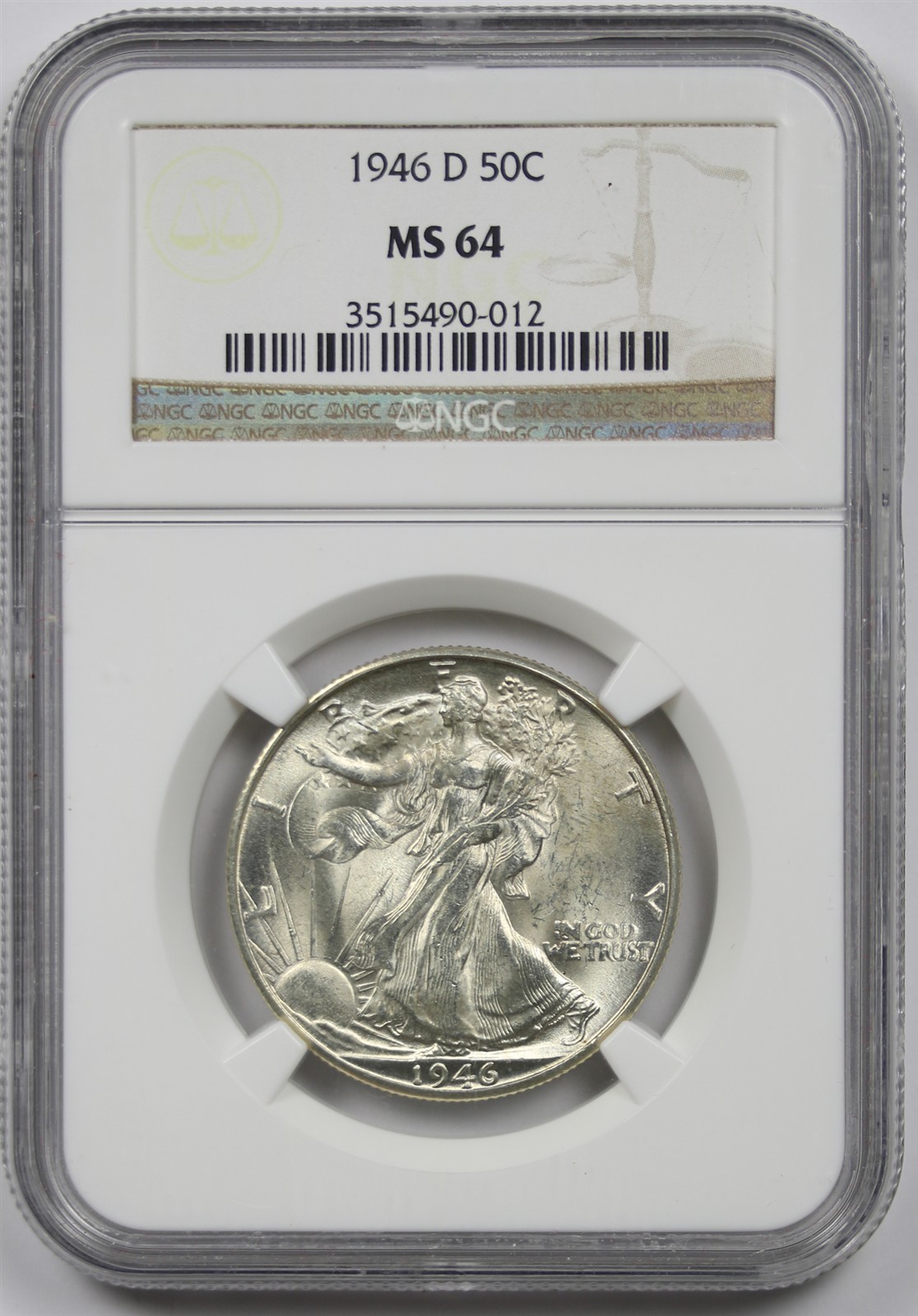 1946-D 50C NGC MS 64 Liberty Walking Half Dollar