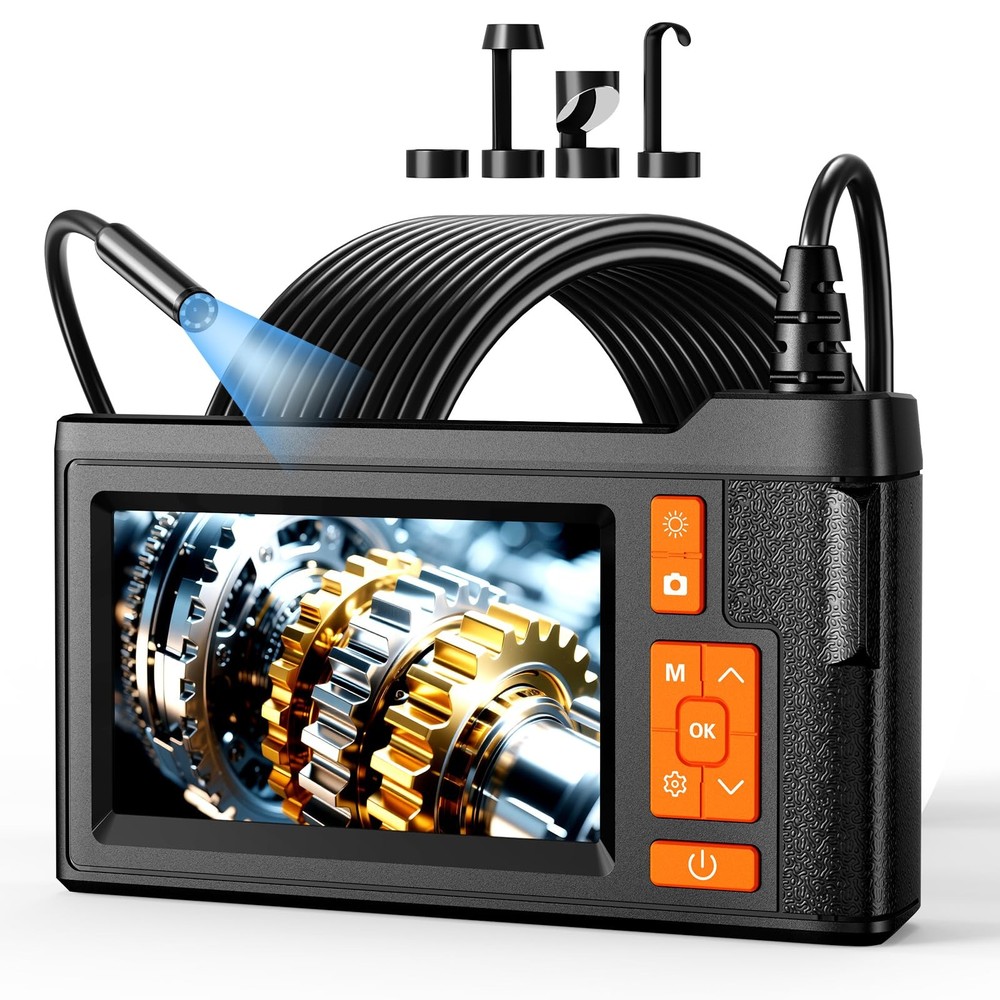 4.3" Borescope Camera – 1920P Endoscope Camera with Light, 16FT Semi-Rigid Ca...