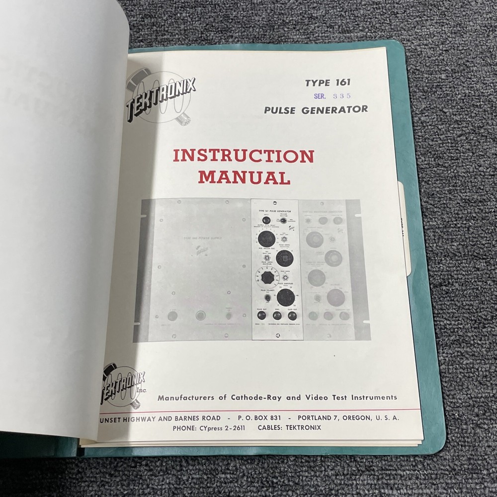 Tektronix Type 161 Pulse Generator Instruction Manual