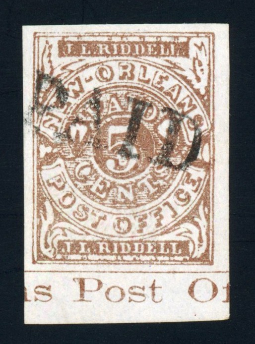 CSA #62X4, 5c New Orleans - Red Brown on bluish, USED, XF & sound, PAID cancel