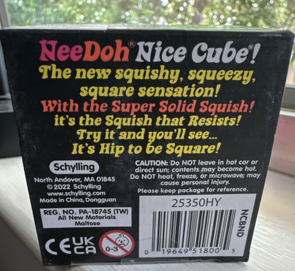 Schylling Nee Doh Super Solid Squish Tear-Resistant Purple Nice Cube