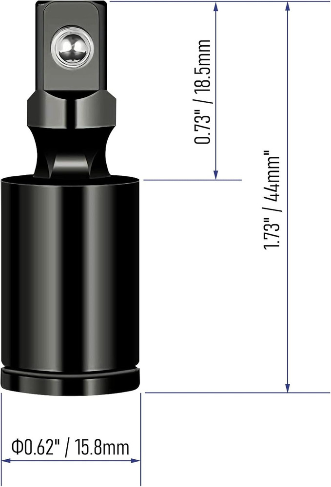 2 Pack 1/4 Inch Universal Joint Swivel Socket Adapter Impact Socket Extension