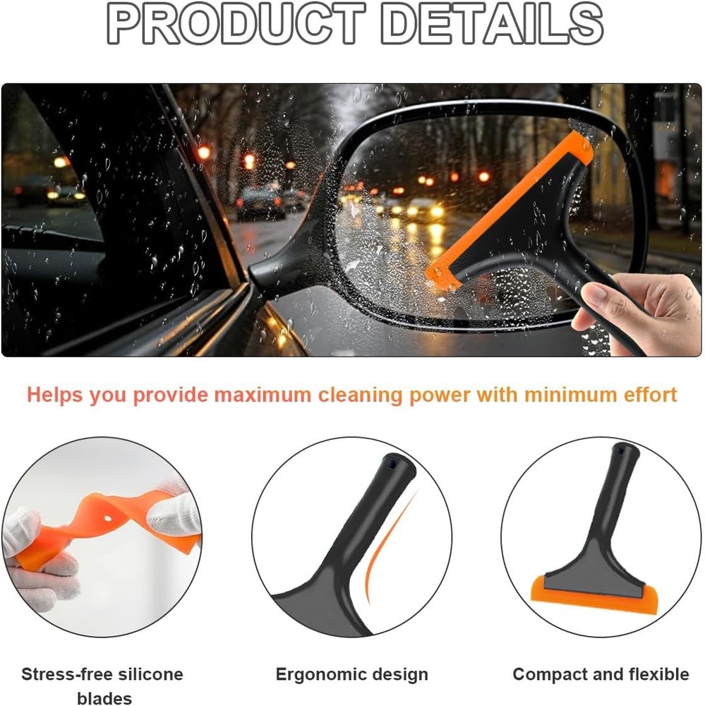 Small Silicone Window Squeegee, 5.9 Inch Car Windshield Water Blade Black