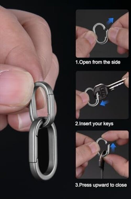 Titanium Key Ring Side Pushing, Small Key Ring Quick Release Keychain Black, M