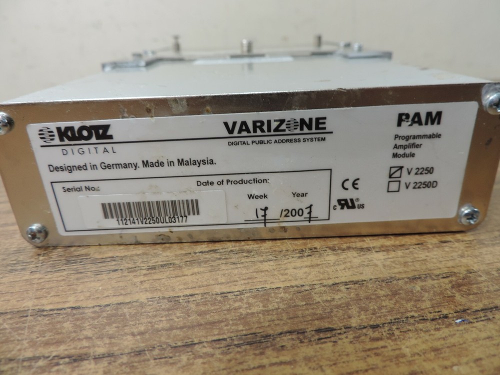 KLOTZ DIGITAL VARIZONE PROGRAMMABLE AMPLIFIER MODULE v2251/2 V2250