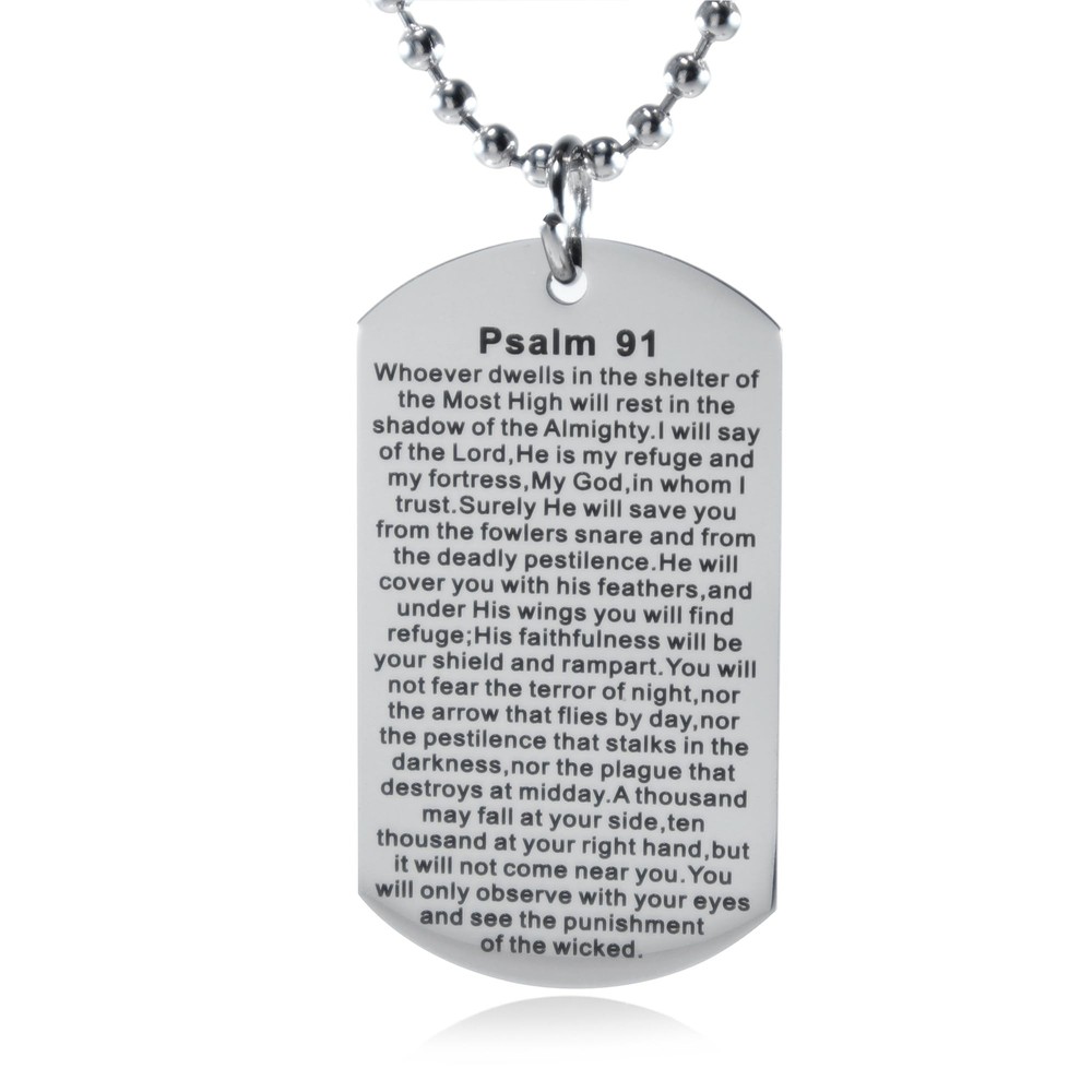 Christian Scripture Religious Dog Tag Necklace,Catholic Bible Verse Baptism C...
