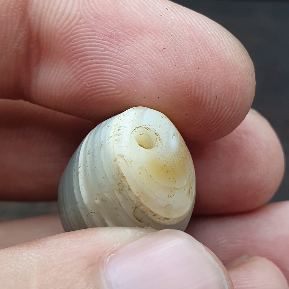 Natural Ancient Suleimani Agate Bead with Unique Eye Pattern