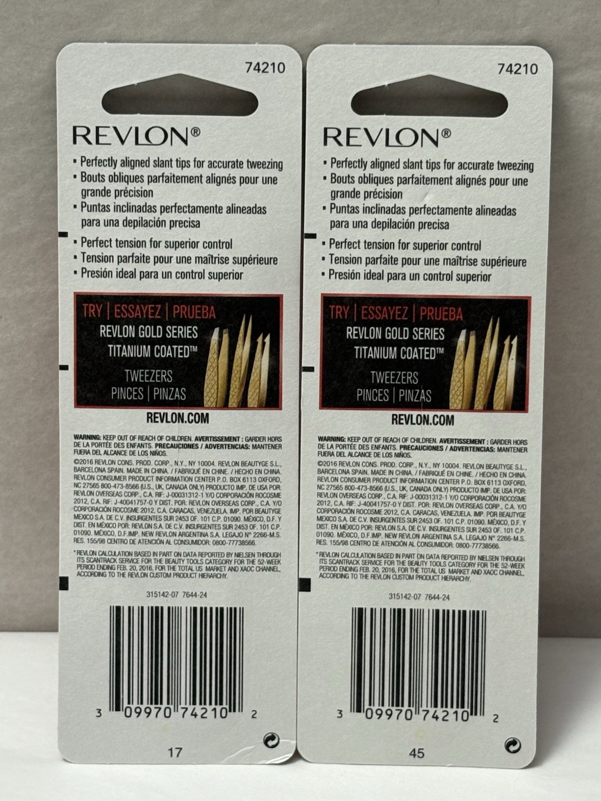 New Revlon Expert Slant Tweezer tip Made With Stainless Steel 2-PACK