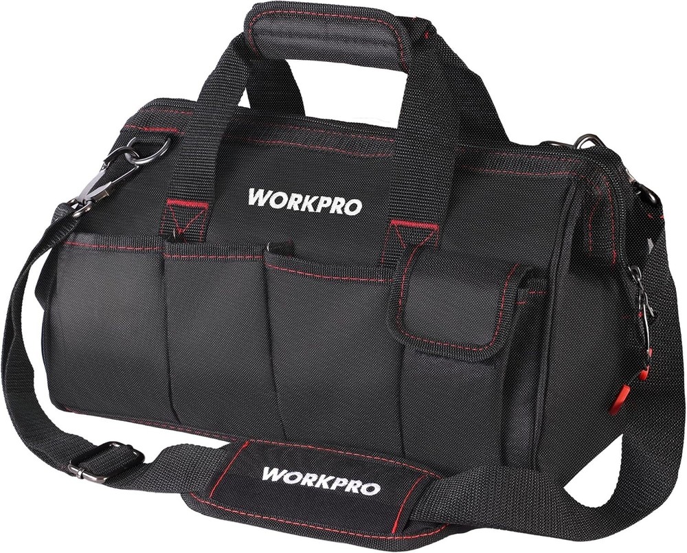 14-Inch Multi-Pocket Tool Organizer with Adjustable Strap - Durable Black Design