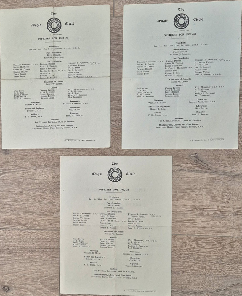 1932 The Magic Circle - Kiddies Entertainment, Smoker & Non Stop Magic Programme