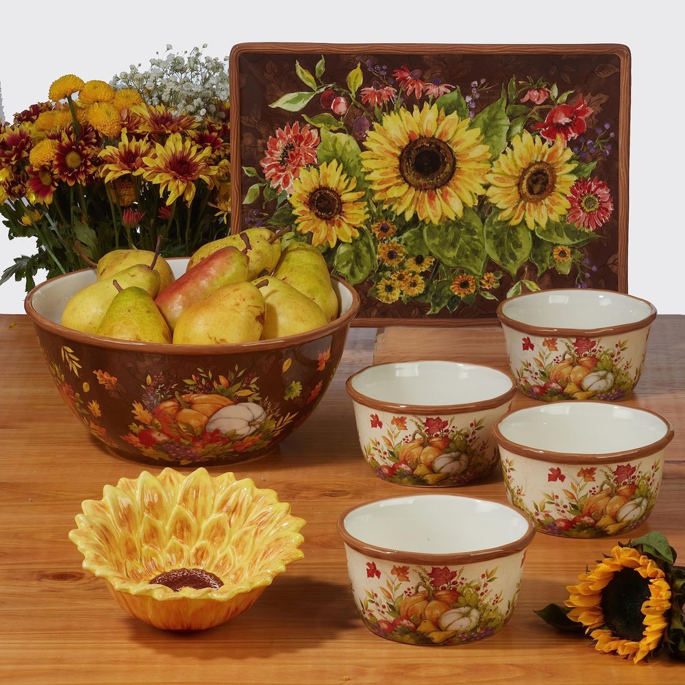 Harvest Blessings Ceramic Rectangular Platter - Ideal for appetizers, desserts,