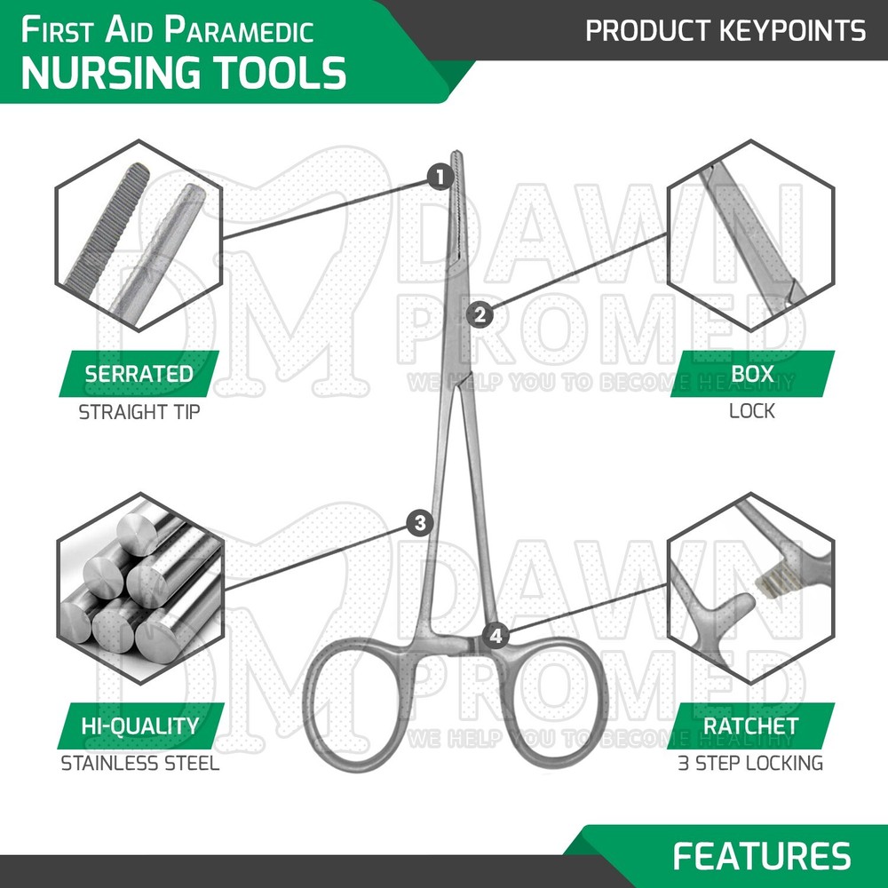 4 Pcs First Aid Paramedic Essential Nursing Tools Surgical Instruments - Black