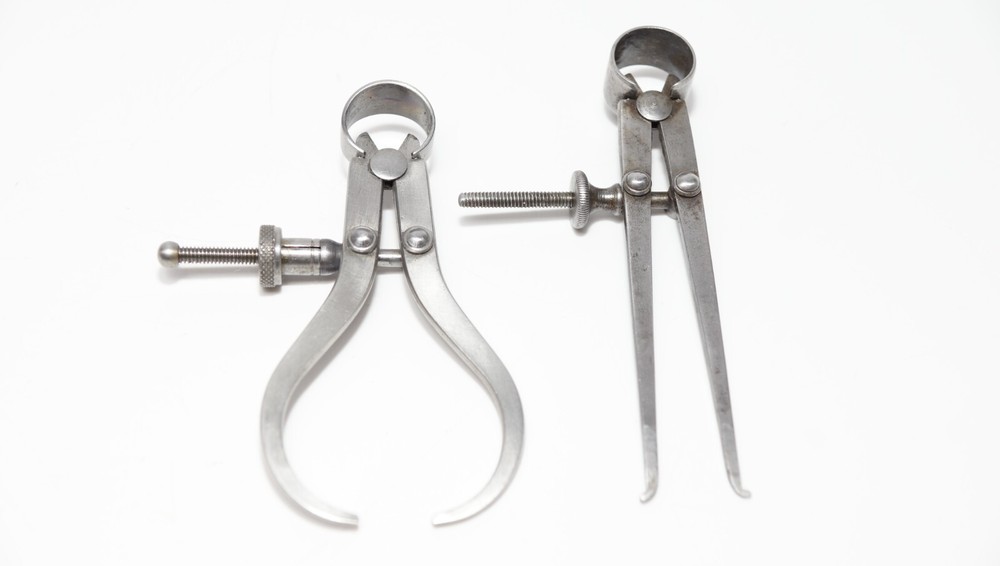 Starrett Flat Inside Spring Caliper 3" & Outside Spring Caliper 2 1/2" Pair