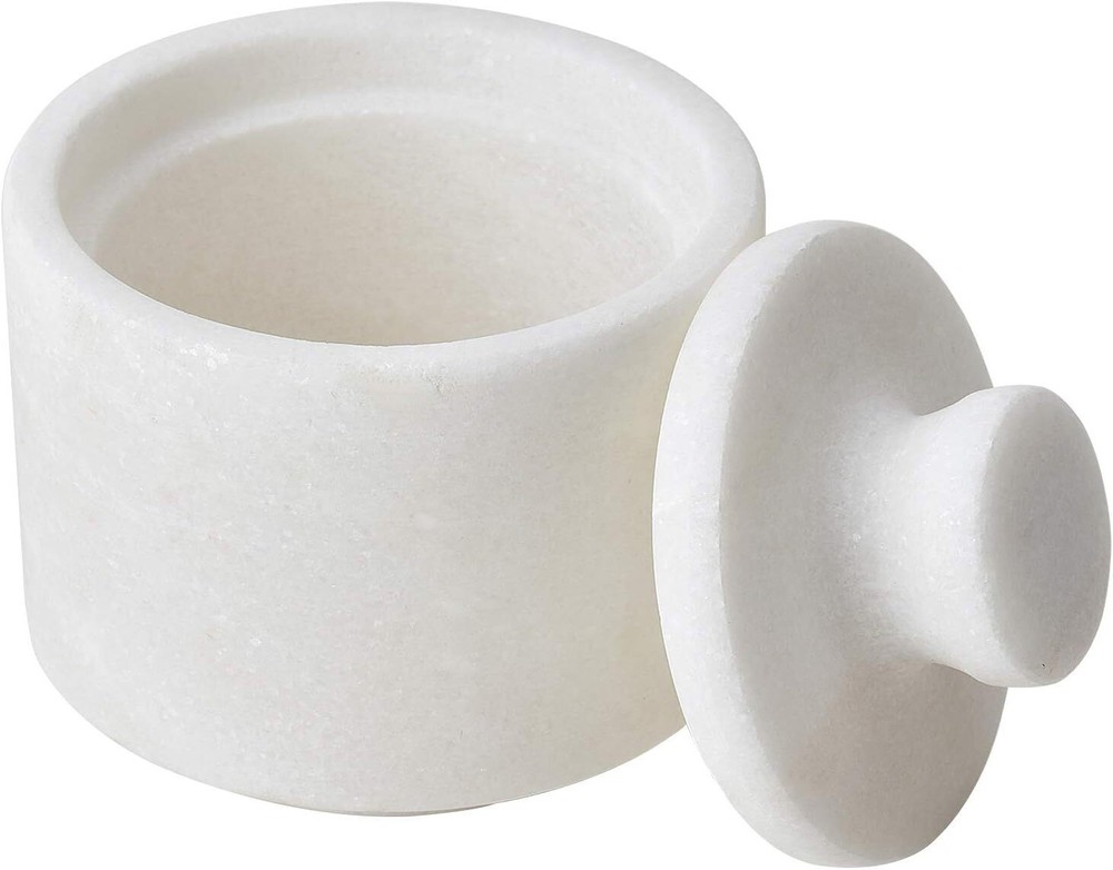 White Marble Salt Cellar Keeper With Lid