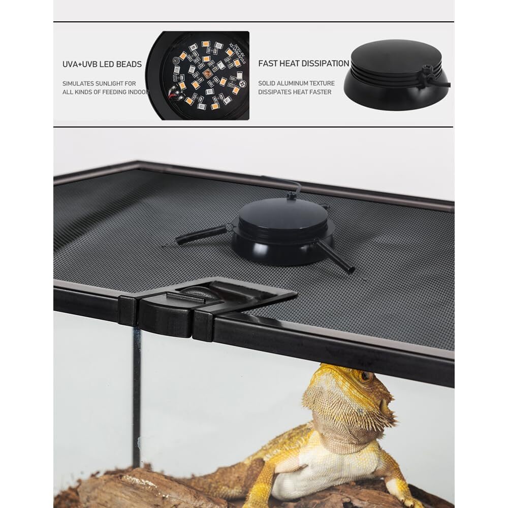 Small Full Spetrum LED UVA UVB Reptile Light with Dimmer & Cycle Timer for Be...