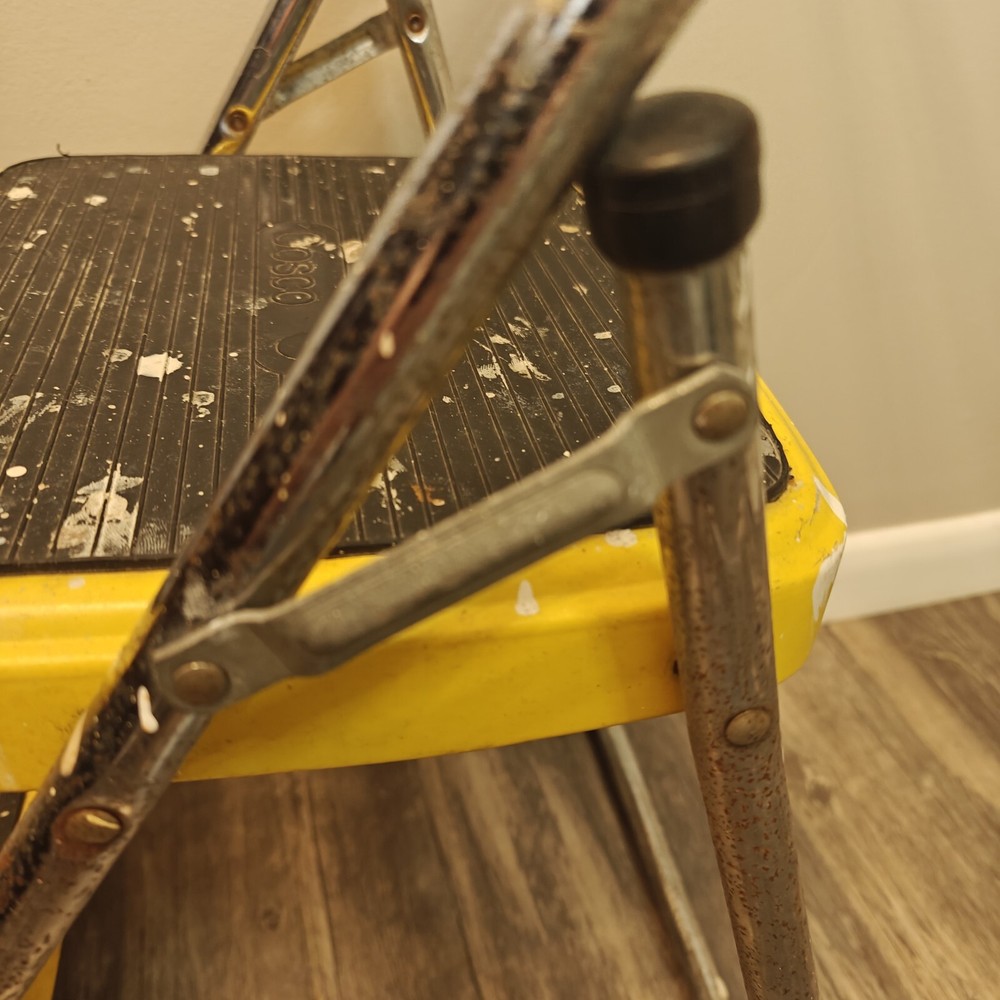 Vintage Chippy Yellow Cosco Folding 2 Step Stool