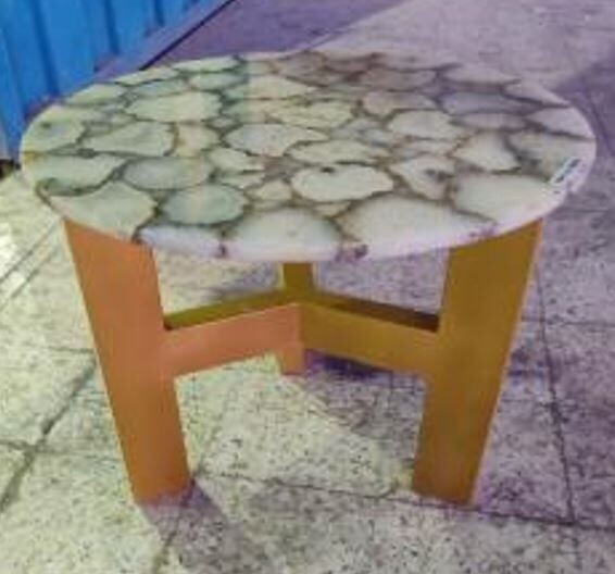 Round White Agate End Table ,White Agate Table Top, White Agate Table, 15"x15"