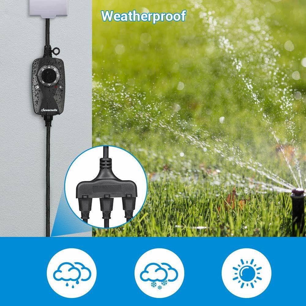 DEWENWILS Outdoor Light Sensor Timer for Pool Pump 12FT Extension Cord Plug in