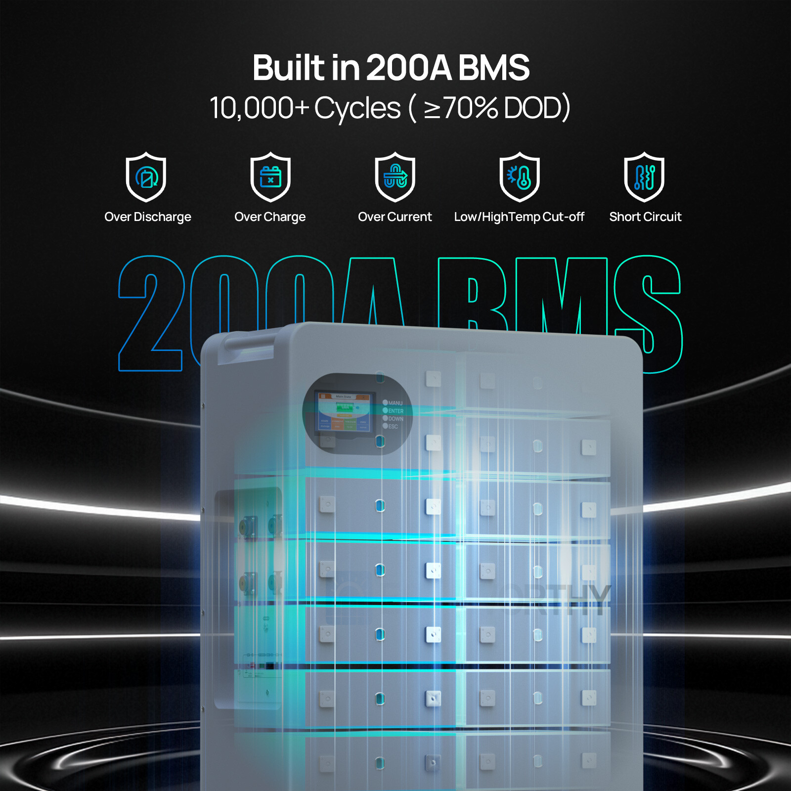 ECO-WORTHY 14kWh 48V 280AH LiFePO4 Battery Vertical Standing Solar Backup UPS