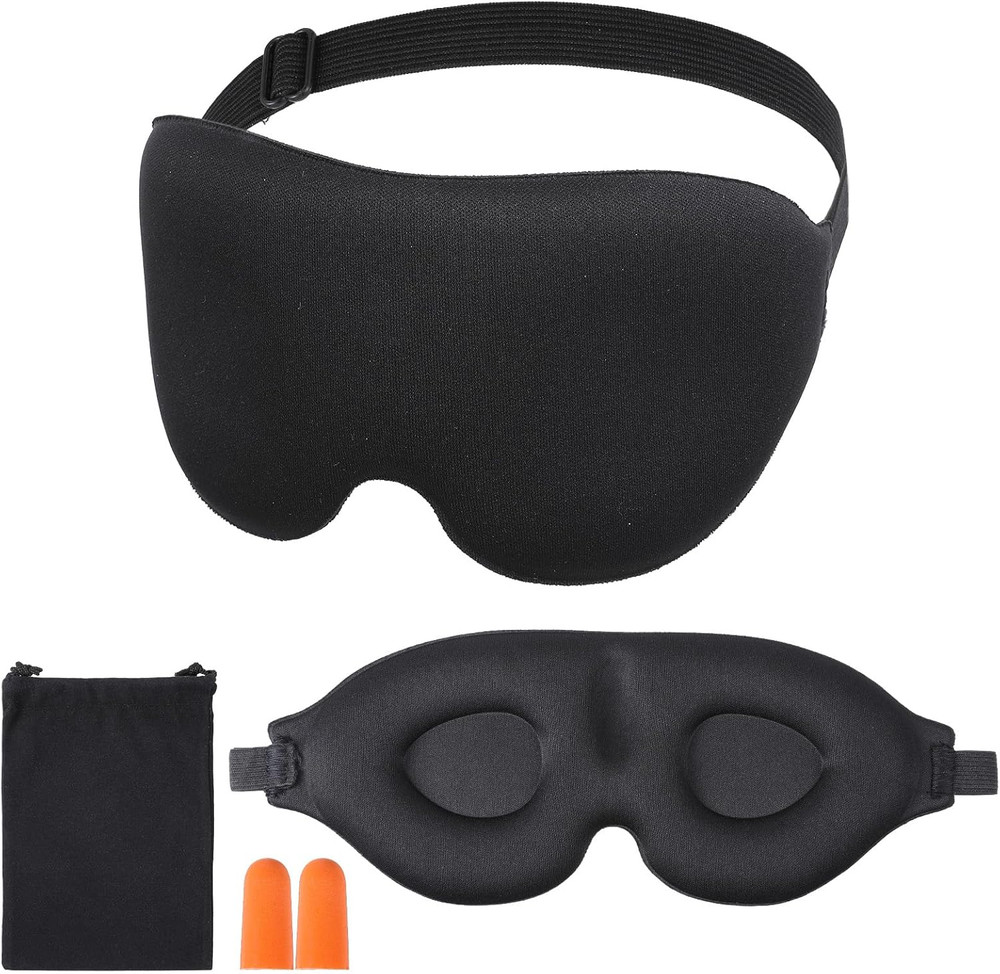 3D Sleep Mask Side Sleeper 99% Light Blocking Eye Mask with Ear Plugs