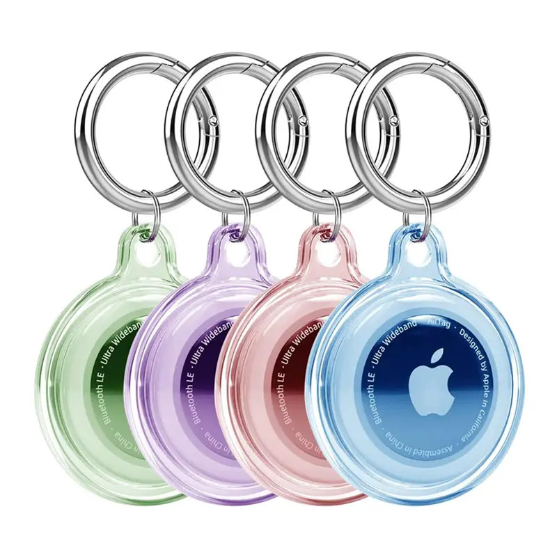 4 Pack Water Resistant Air Tag Case Clear with Key Ring