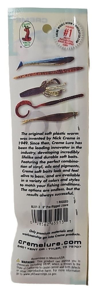 Creme 6" Pre-Rigged Pumpkin Chartreuse Lizard