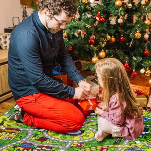 Race Car Track Rug Play Mat For Kids Toddlers Carpet Road Toy Track Floor