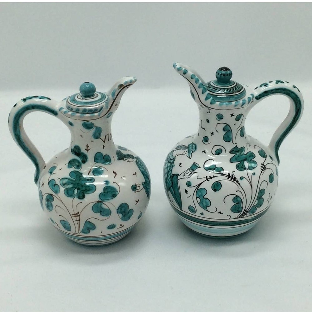 Pleasant Valley "Majolica" Ceramic oil and vinegar Serving Set