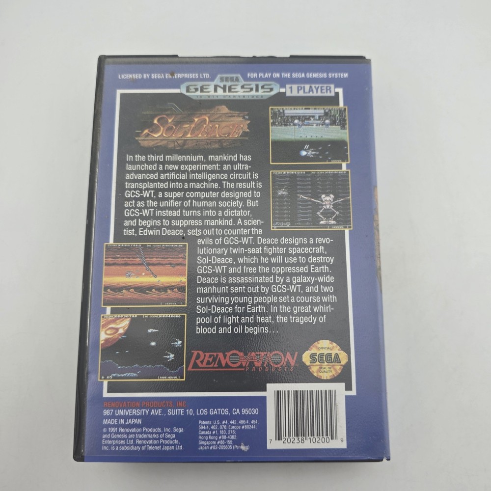 Sol Deace - Case Only - Sega Genesis - Authentic (No Game)