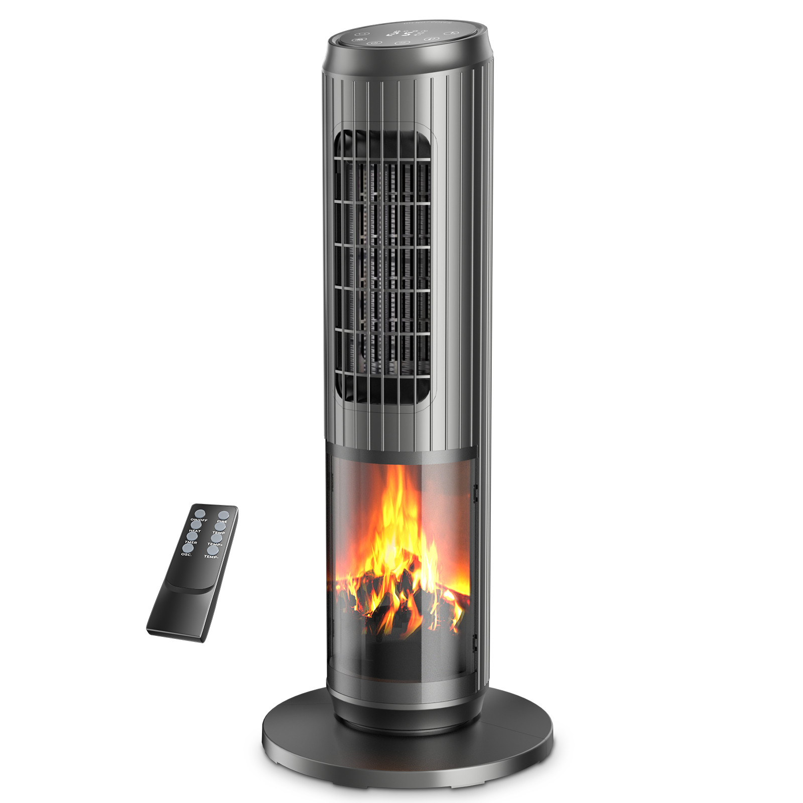 25" Oscillating 1500W Ceramic Tower Space Heater Electric Heater Fan With Remote