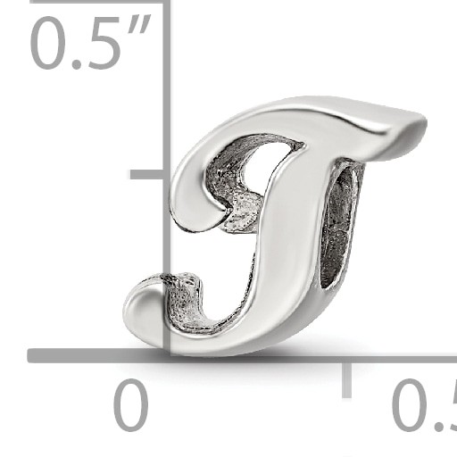 Silver Reflections Letter T Script Bead QRS1430T