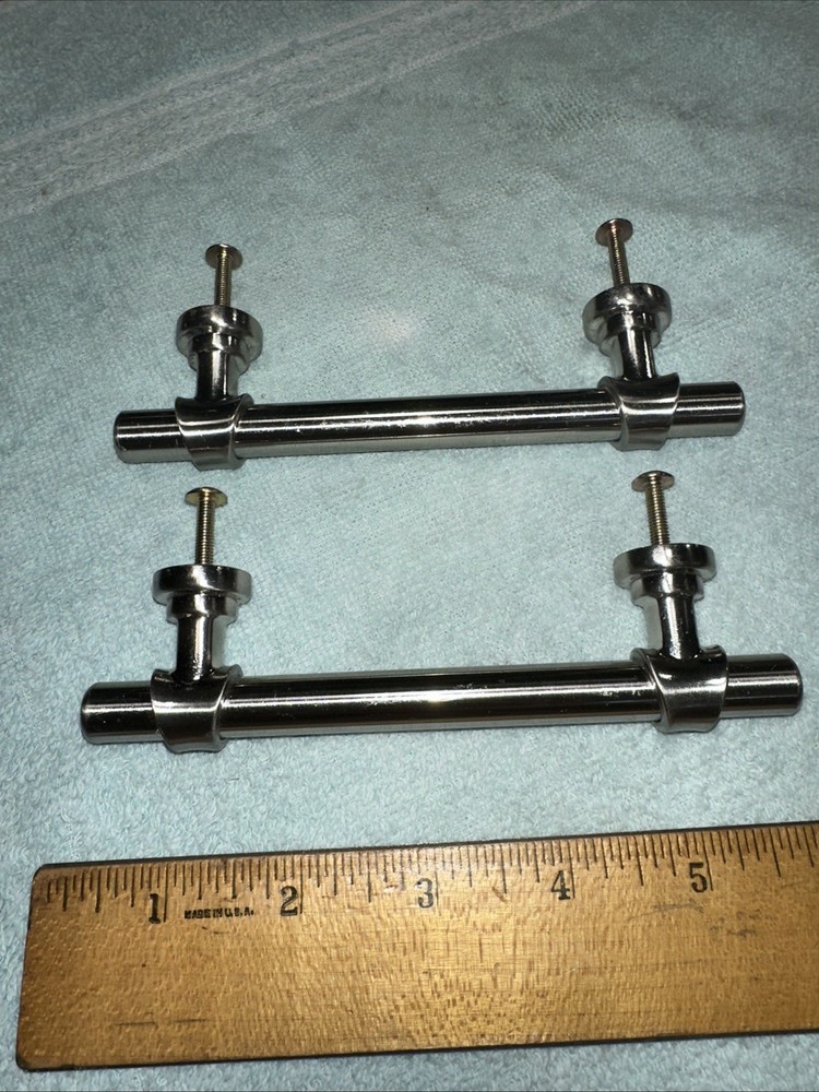 2 Vintage Chrome Drawer Pulls High Quality Pulls Elegant Look