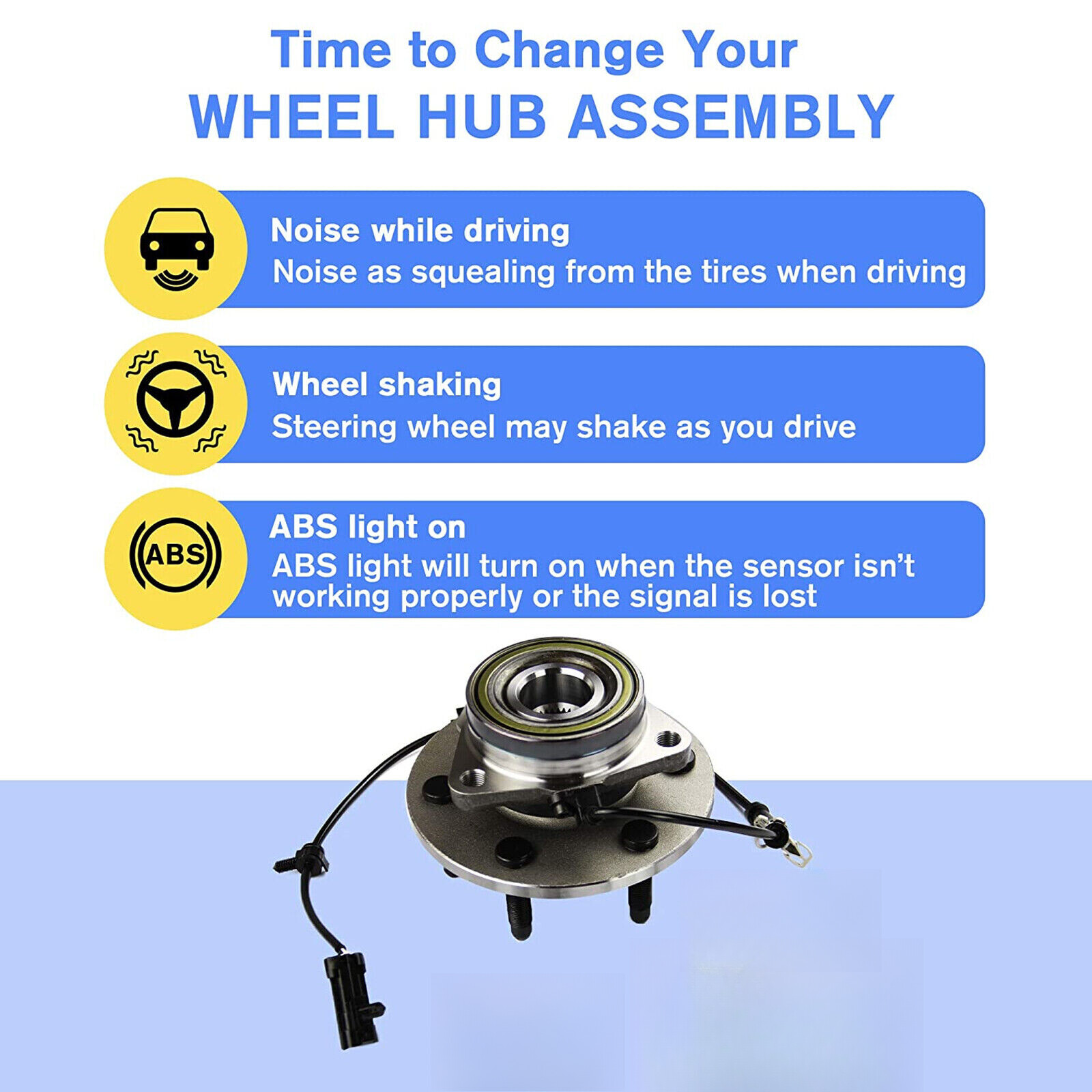 VILOBOS 2 Pack Front Wheel Bearing Hub 4WD Chevrolet GMC Cadillac 6 Lugs w/ ABS