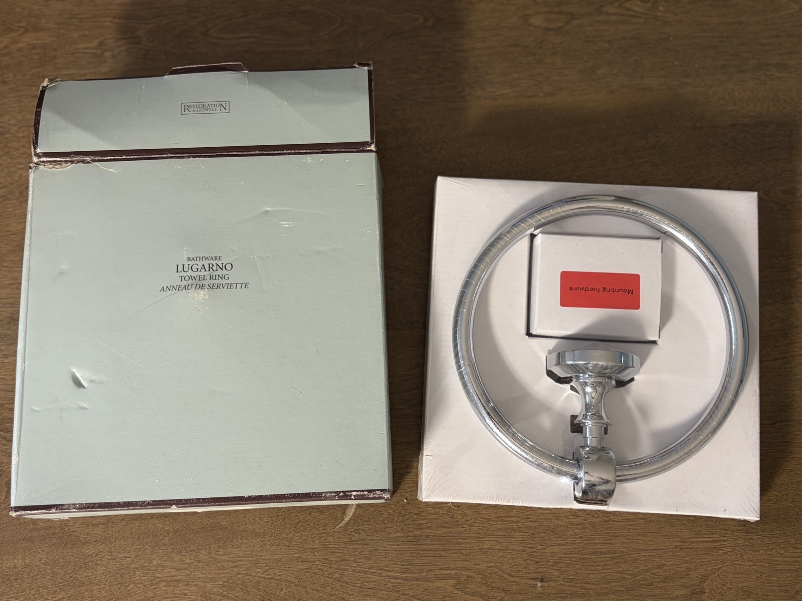 Restoration Hardware Lugarno Towel Ring Polished Chrome New Sealed 2312-0023