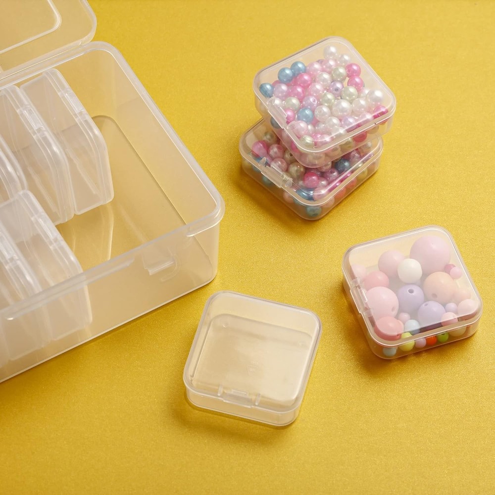 Two Pack Bead Organizer Box with Hinged Lid - 30 Mini Clear Plastic