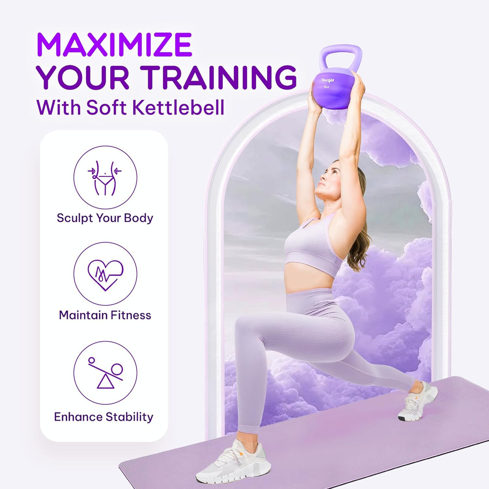 Soft Kettlebell, PVC Kettlebells Exercise Weights & Color-Coded Strength Trainin